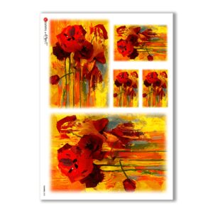 FLOWERS-0083. Carta di riso fiori per decoupage.