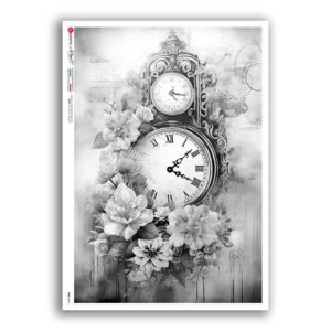 TIME-0045. Carta di riso orologi per decoupage.