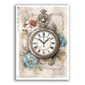 TIME-0046. Carta di riso orologi per decoupage.