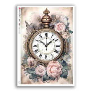TIME-0047. Carta di riso orologi per decoupage.