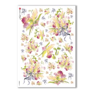 FLOWERS-0099. Carta di riso fiori per decoupage.