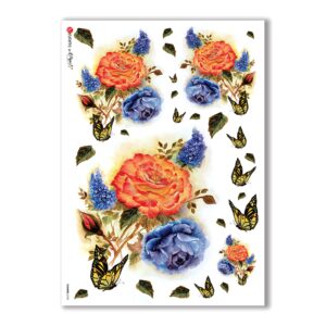 FLOWERS-0102. Carta di riso fiori per decoupage.
