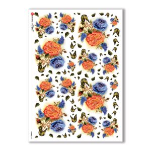 FLOWERS-0103. Carta di riso fiori per decoupage.