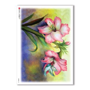 FLOWERS-0104. Carta di riso fiori per decoupage.
