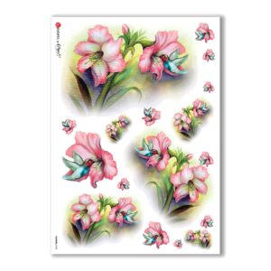 FLOWERS-0105. Carta di riso fiori per decoupage.