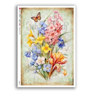 FLOWERS-0417. Carta di riso fiori per decoupage.