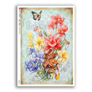 FLOWERS-0418. Carta di riso fiori per decoupage.