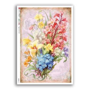 FLOWERS-0419. Carta di riso fiori per decoupage.