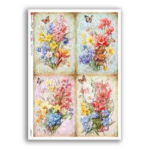 FLOWERS-0421. Carta di riso fiori per decoupage.
