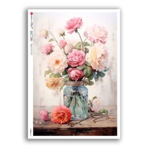 FLOWERS-0425. Carta di riso fiori per decoupage.