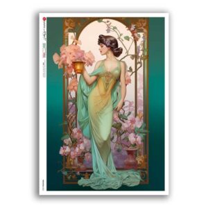 NOUVEAU-0053. Carta di riso art nouveau per decoupage.