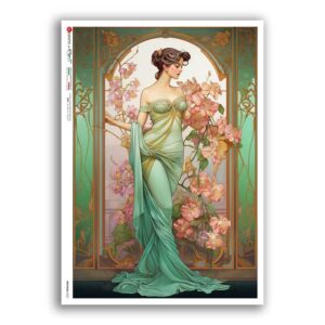 NOUVEAU-0055. Carta di riso art nouveau per decoupage.