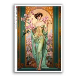 NOUVEAU-0056. Carta di riso art nouveau per decoupage.