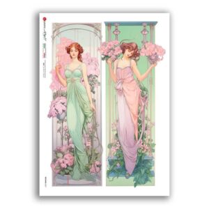 NOUVEAU-0057. Carta di riso art nouveau per decoupage.