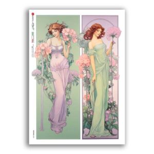 NOUVEAU-0058. Carta di riso art nouveau per decoupage.