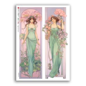 NOUVEAU-0059. Carta di riso art nouveau per decoupage.