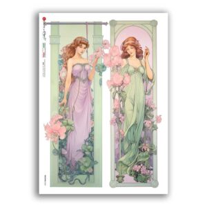 NOUVEAU-0060. Carta di riso art nouveau per decoupage.