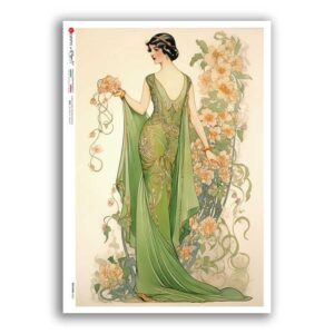 NOUVEAU-0061. Carta di riso art nouveau per decoupage.