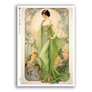 NOUVEAU-0064. Carta di riso art nouveau per decoupage.
