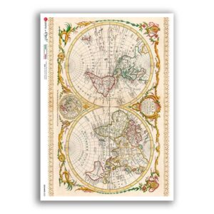 OLD-MAPS-0052. Carta di riso mappe antiche per decoupage.