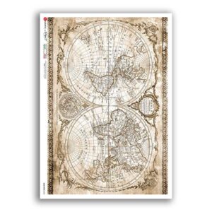 OLD-MAPS-0053. Carta di riso mappe antiche per decoupage.