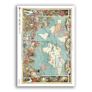 OLD-MAPS-0055. Carta di riso mappe antiche per decoupage.