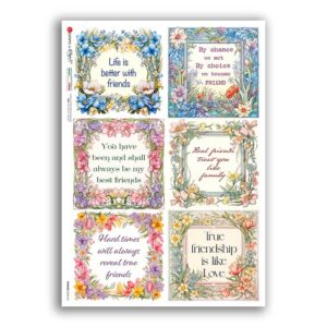 PHRASES-0046-UK. Carta di riso frasi per decoupage.