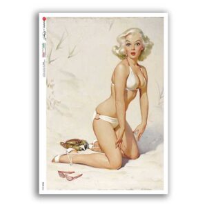 PINUP-0046. Carta di riso pin-up per decoupage.