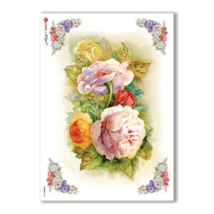 FLOWERS-0126. Carta di riso fiori per decoupage.