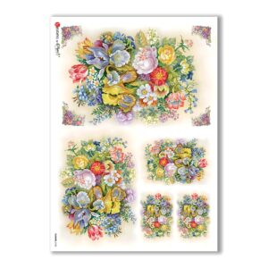 FLOWERS-0128. Carta di riso vittoriana fiori per decoupage.