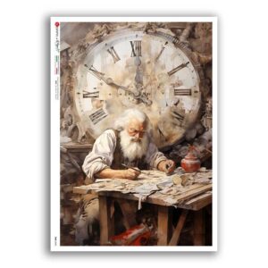 TIME-0048. Carta di riso orologi per decoupage.