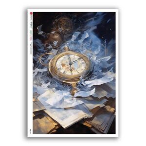TIME-0049. Carta di riso orologi per decoupage.