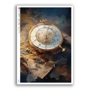 TIME-0050. Carta di riso orologi per decoupage.