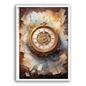 TIME-0051. Carta di riso orologi per decoupage.