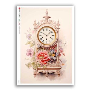 TIME-0053. Carta di riso orologi per decoupage.