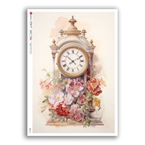 TIME-0055. Carta di riso orologi per decoupage.