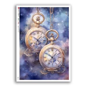 TIME-0058. Carta di riso orologi per decoupage.