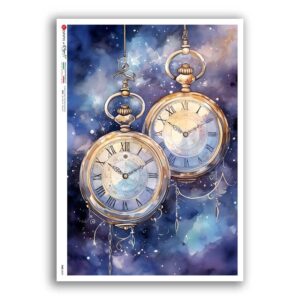 TIME-0059. Carta di riso orologi per decoupage.